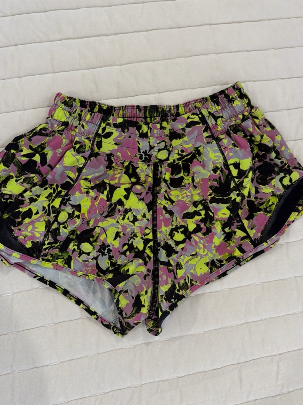 lululemon athletica Lime & Pink Floral-Print Running Shorts